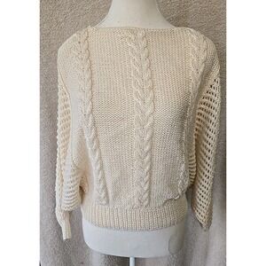 Vibtage 80s Nannell Cream Pullover Sweater Women's L (Fits Smaller) Hand Knit